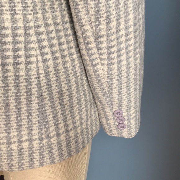 Vintage Tan F Jay gray & cream striped wool blazer Sz 10 office career business - Picture 6 of 13